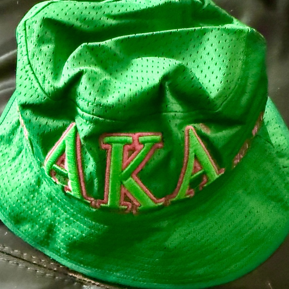 Green Bucket Hat with Pink Embroidery - Picture 4 of 5
